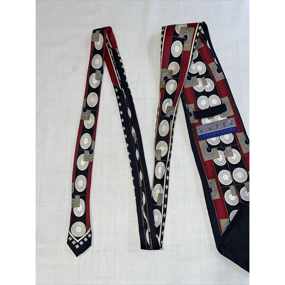 Roffe Dress Tie Mens Size 60" Multicolor Geometric 100% Silk Designer - Picture 10 of 12